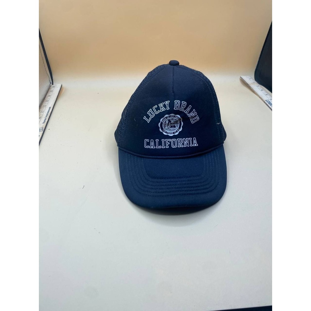 Lucky Brand CALIFORNIA Trucker Hat Snapback Navy Blue One Size Mesh Back